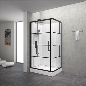 Cheap Square Bathroom Shower Cabins White Acrylic ABS Tray Black Painted 1100*80*225cm wholesale