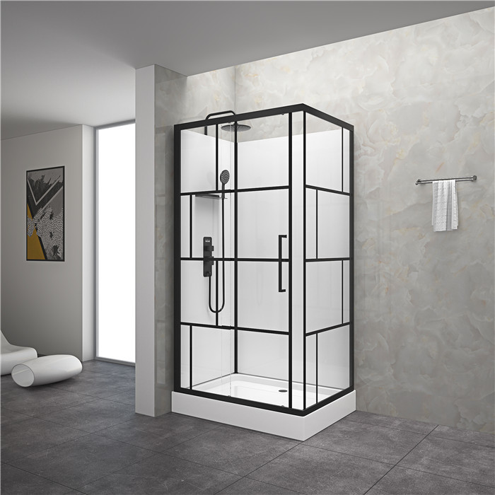 Buy cheap Square Bathroom Shower Cabins White Acrylic ABS Tray Black Painted 1100*80*225cm from wholesalers