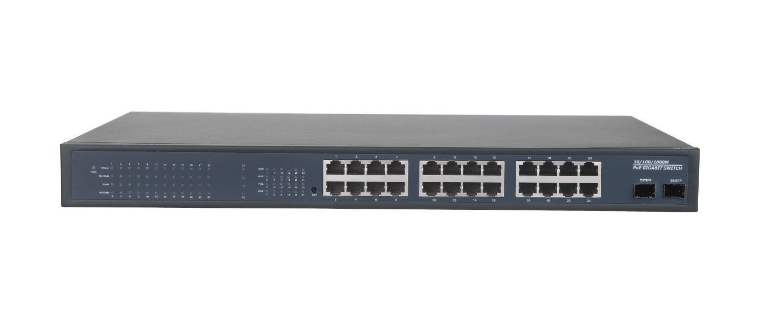 Cheap 24Port all gigabit smart 48v poe ethernet switch with 2 sfp with 24 poe wholesale