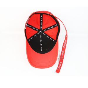 Cheap Printing Strap 6 Panel Baseball Cap For Promotion / Red Sports Hats wholesale