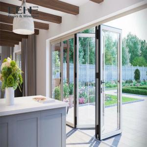 Cheap Outdoor Accordion Powder Coated Aluminium Bifold Doors Clear Tempered Glass wholesale