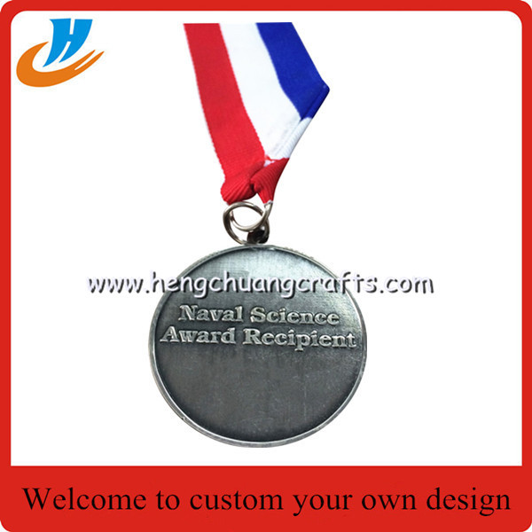 Cheap Naval metal medal with ribbon,Custom naval science award recipient wholesale