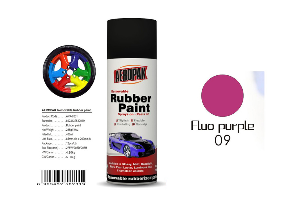 Cheap Multi - Purpose Removable Rubber Spray Paint Fluo Purple For Wheel Color Change wholesale