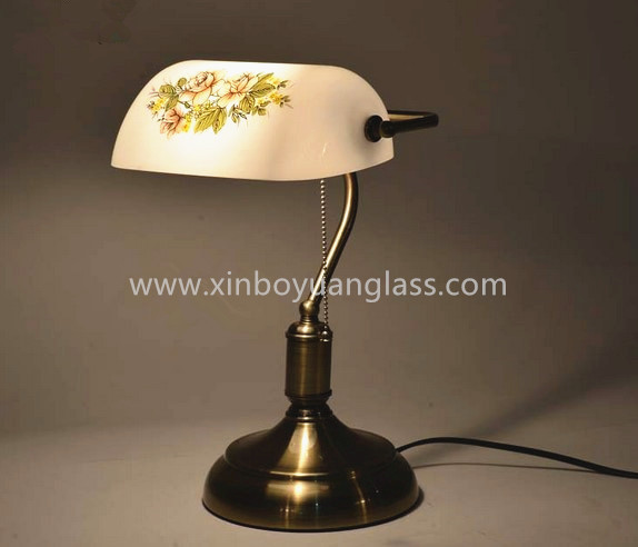 China European Antique Bank Table Lamp Glass Brass Metal Bank Table Lamp on sale