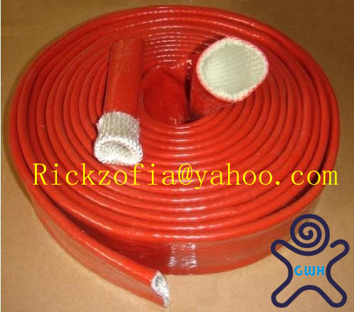 China Silicone coated fiberglass fire sleeve for sale