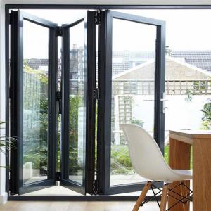Cheap Folding Bifold Commercial Aluminium Doors Tempered Glass Inward / Outward Opening wholesale