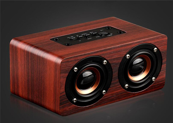 China Wooden Bluetooth Stereo Speaker 10W Wireless Portable Speaker Dual Loudspeakers HIFI Subwoofer with Mic TF Card Slot AUX on sale