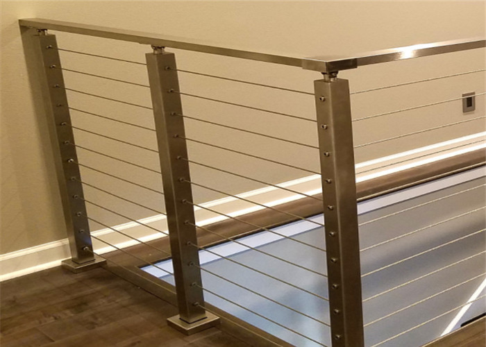 Cheap Solid Structure SS Wire Balustrade , Horizontal Cable Railing Systems 1000-1200mm Height wholesale