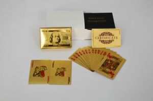 China 100 Dollar 24 Carat Gold customized playing cards With Wooden Gift Box on sale