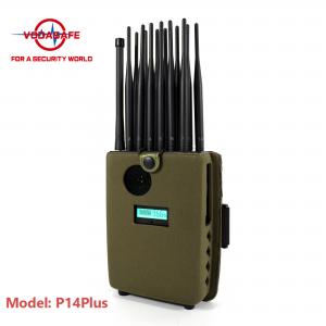 China 14 Bands Mobile Phone Signal Jammer Jamming Range 25 Meters 12000mAh Battery on sale