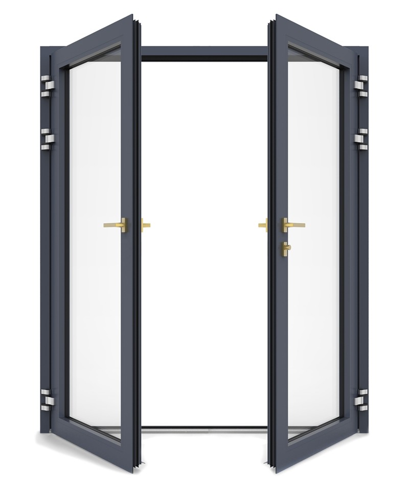 Cheap Double Tinted Glass Aluminum Swing Doors Flucarbon With Fiberglass Flyscreen wholesale