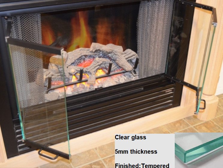Clear Tempered Glass Fireplace Glass Door for sale