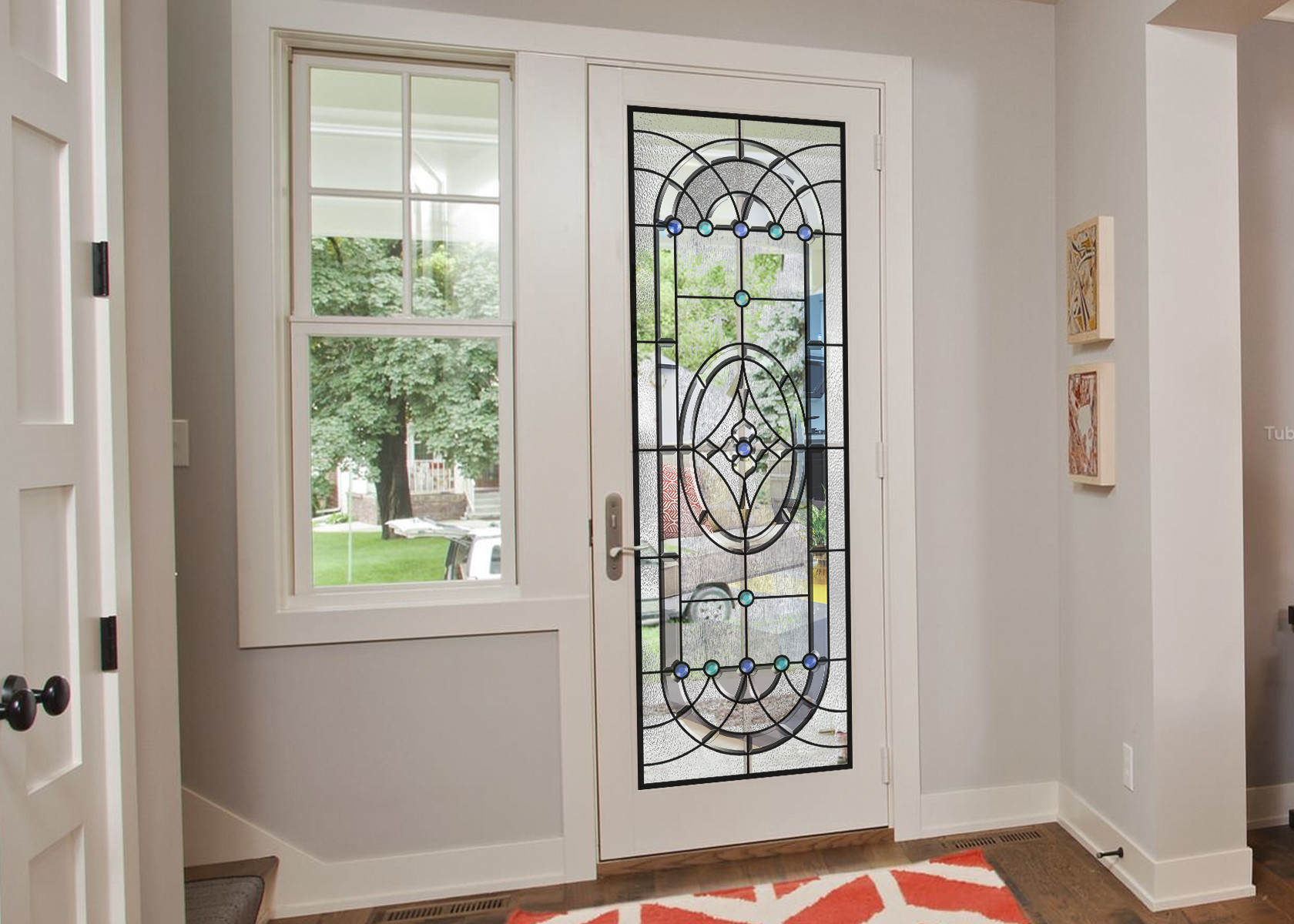 Original Artwork Architectural Decorative Stained Glass Door Panels Nouveau Art Deco for sale