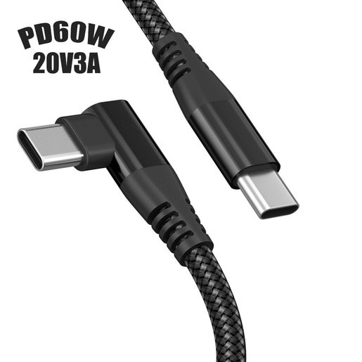 60W C To C Fast Charging Cable 1m 90 Degree Angle USB Cable 12V Single Elbow for sale