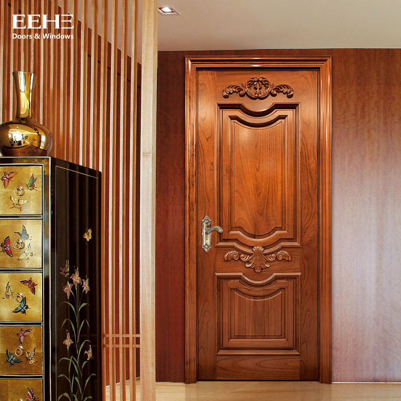 Cheap Safety Residential Solid Hardwood Internal Doors With Handmade Carved Flowers wholesale