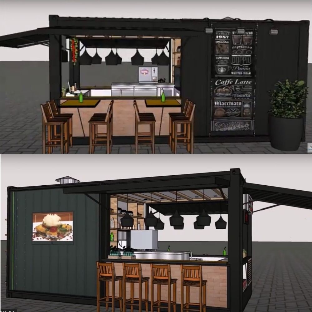 Cheap 20ft 40ft Mobile Street Fast Food Store Prefabricated Shipping Container Coffee Shop Cafe Bar wholesale