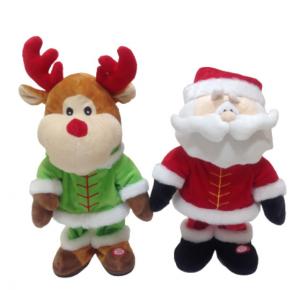 Cheap 31cm 12.2 Inch Singing Dancing Stuffed Animals Father Christmas Soft Toy Reindeer wholesale