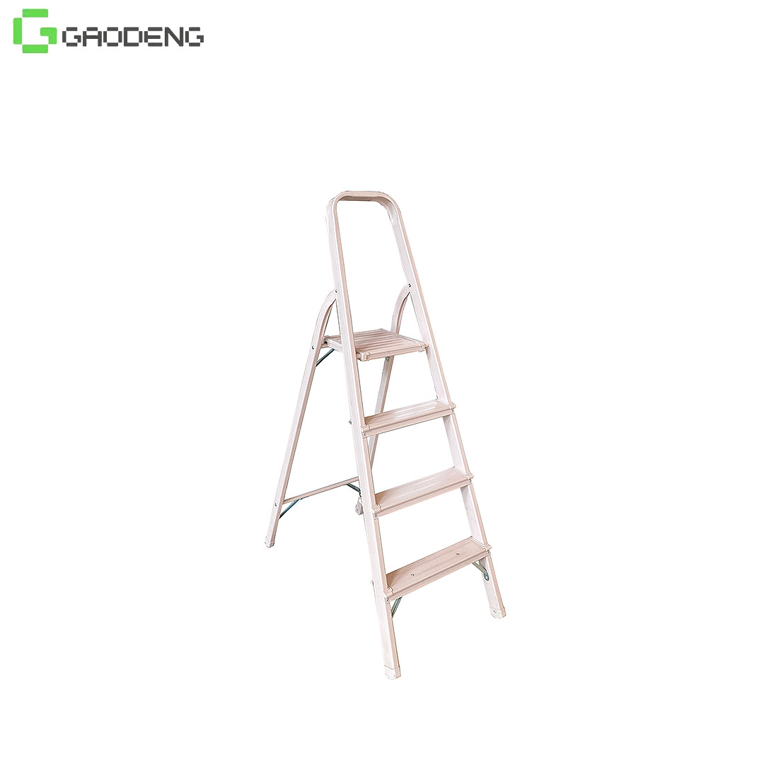 Cheap Pink 4 Steps Foldable Aluminum Ladder 250mm 1.2mm Pedal Red wholesale