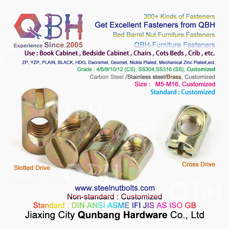 China QBH M6 Crib/Cot/Infanette Bed Book Cabinet Bedside Cabinet Slotting YZP Horizontal Hole Furniture Barrel Nut on sale
