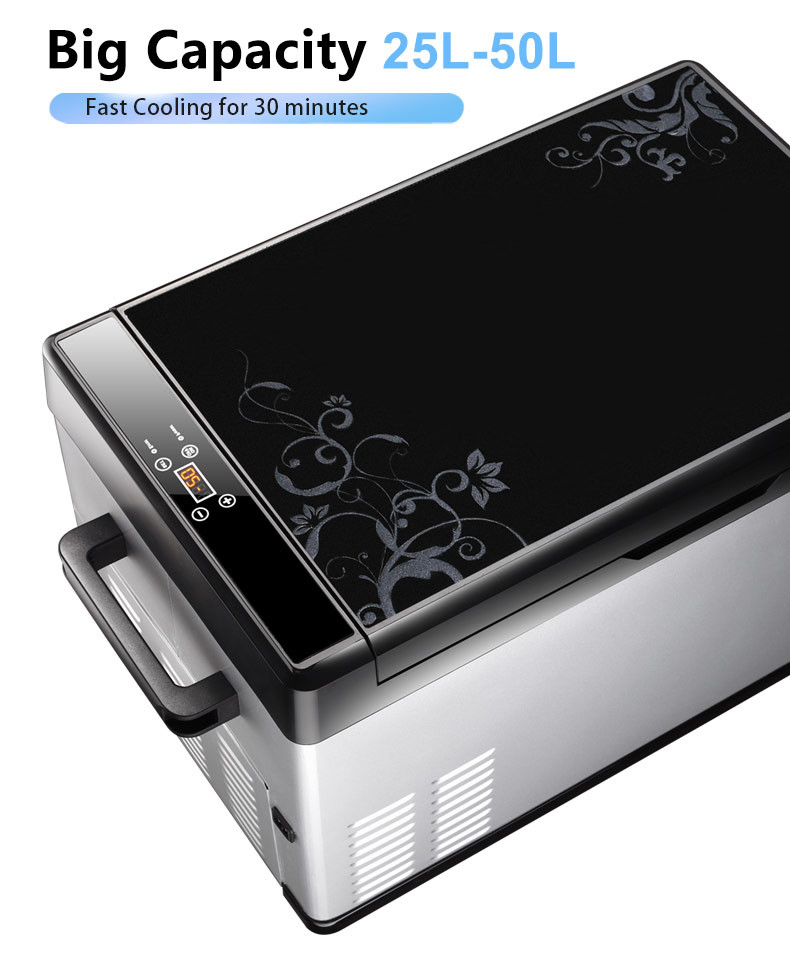 Cheap 12V 24V 45W Small Car Fridge Freezer Box Type With LCD Touch Screen wholesale