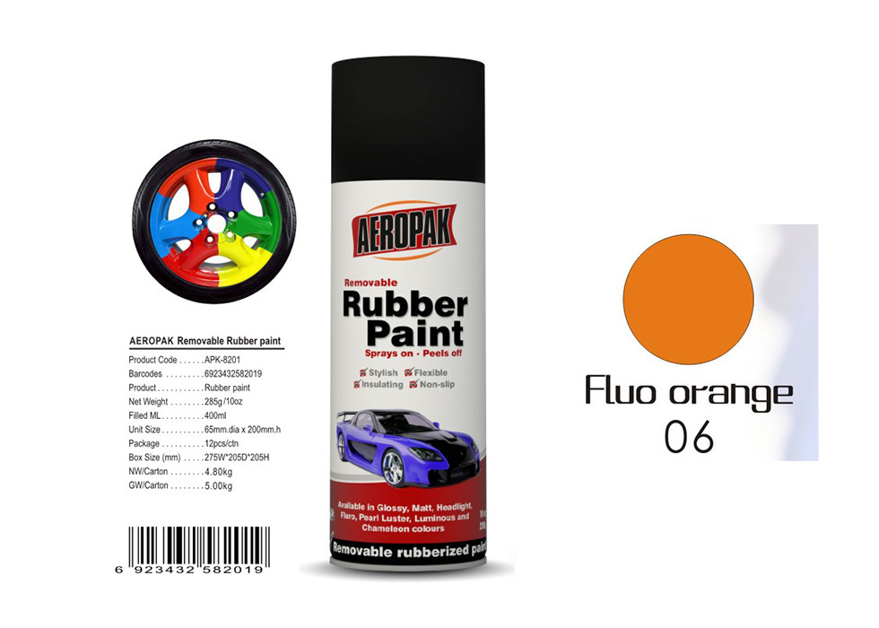 Cheap 400ml Rubber Coat Spray Paint With Fluo Orange Color APK-8201-6 wholesale