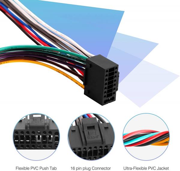 Quality 18AWG 4 Speaker 16 Pin Car Stereo Connector Electrical Wiring Harness for sale