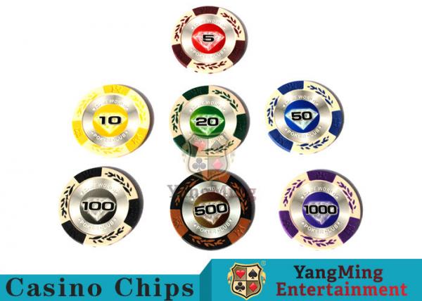 Quality 14 Gram Matte Sticker Custom Clay Poker Chips With 25pcs In A Shrink Roll for sale
