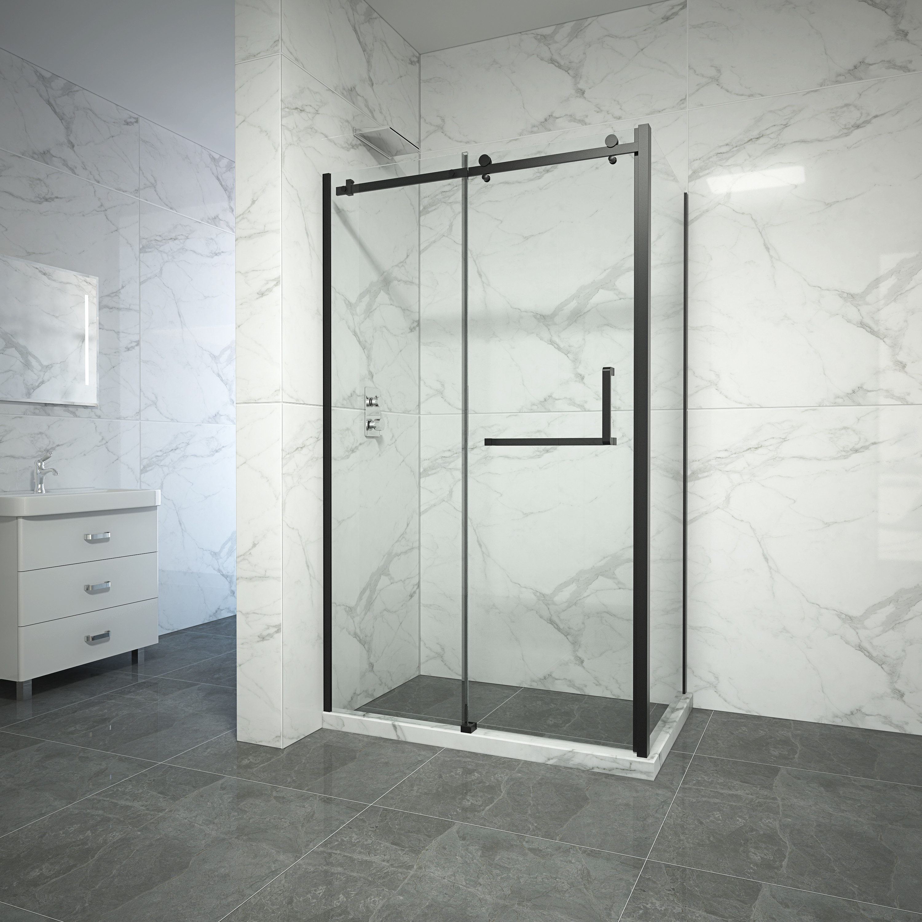 Cheap Stainless Sliding 8mm Tempered Glass Shower Door 1800X1950mm wholesale