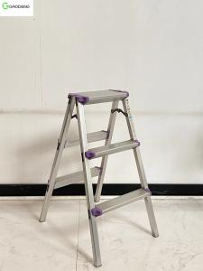 Cheap Folding Three Step Aluminum Ladder Silver 100KG 2.6 Foot wholesale