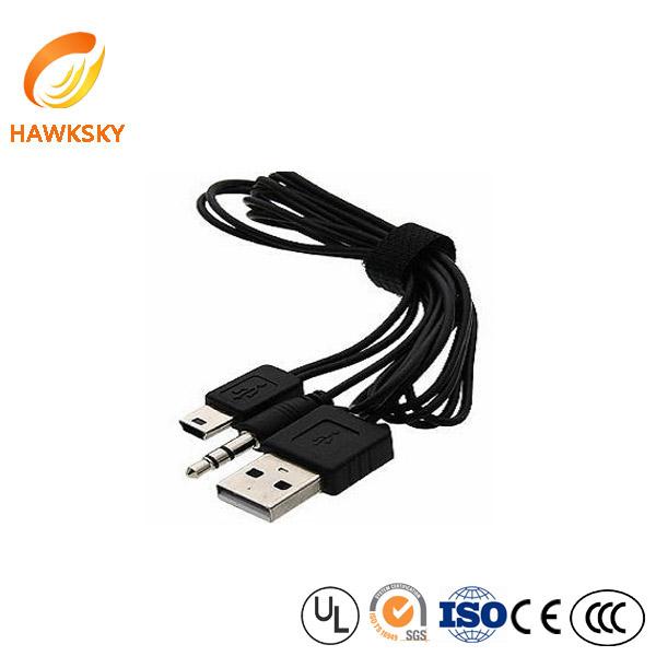 Quality China Audio Adaptor Cable 3.5mm Stereo USB Cable Plug Black Mini 2.0 USB Cable For Bluetooth Speaker for sale
