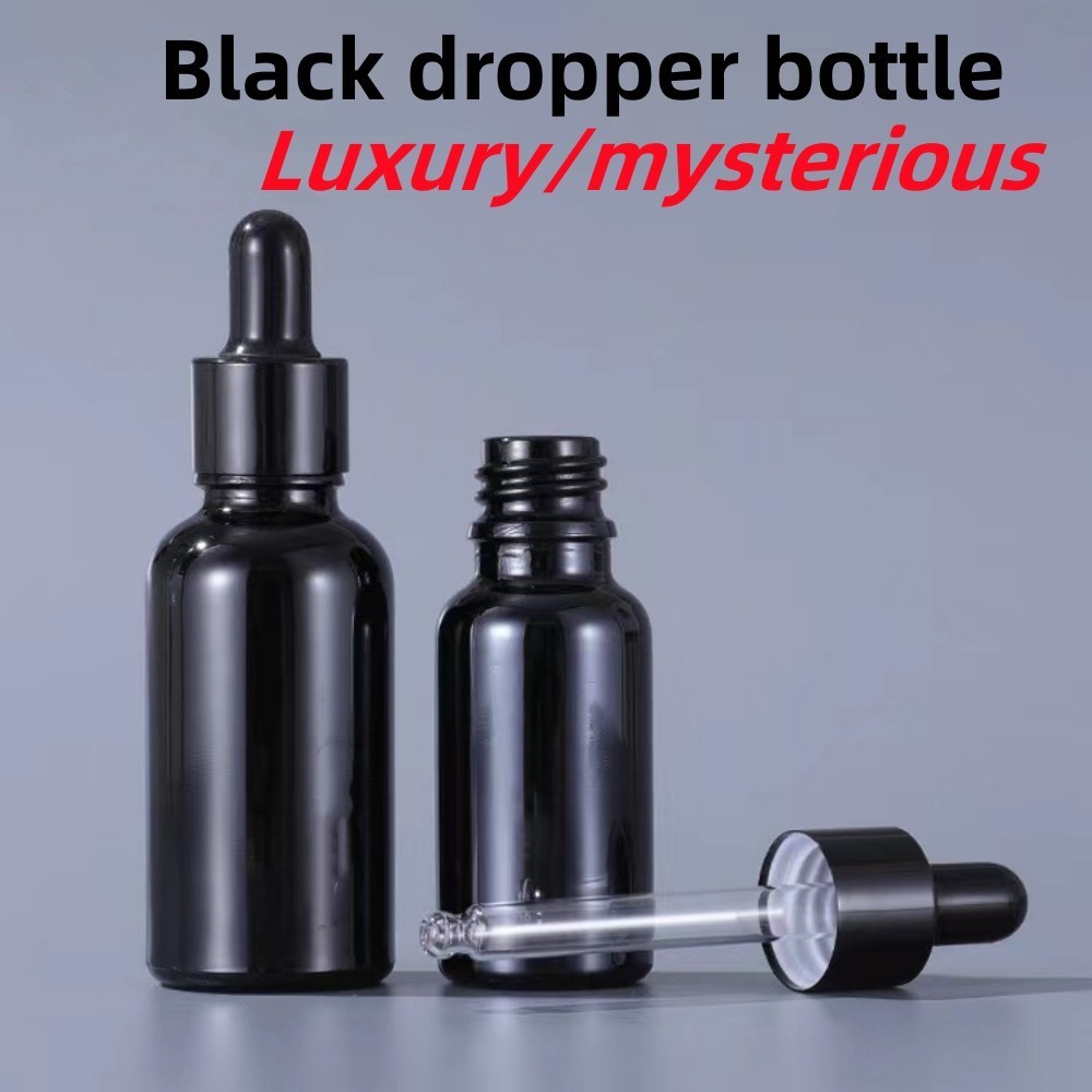 China 5ml 10ml 15ml 20ml 30ml 50ml 100ml Black Essential Oil Bottle Glass Dropper Bottle on sale