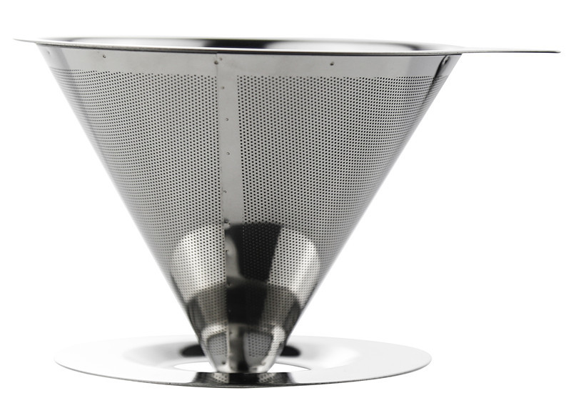 Durable Pour Over Coffee Filter Cone With Stand , Metal Coffee Dripper