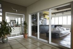 Cheap Recyclable Aluminum Framed Sliding Glass Doors White Hotel wholesale