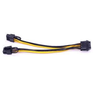 yellow black PciE  Dual 8pin Gpu Video Card Power Cable Wire
