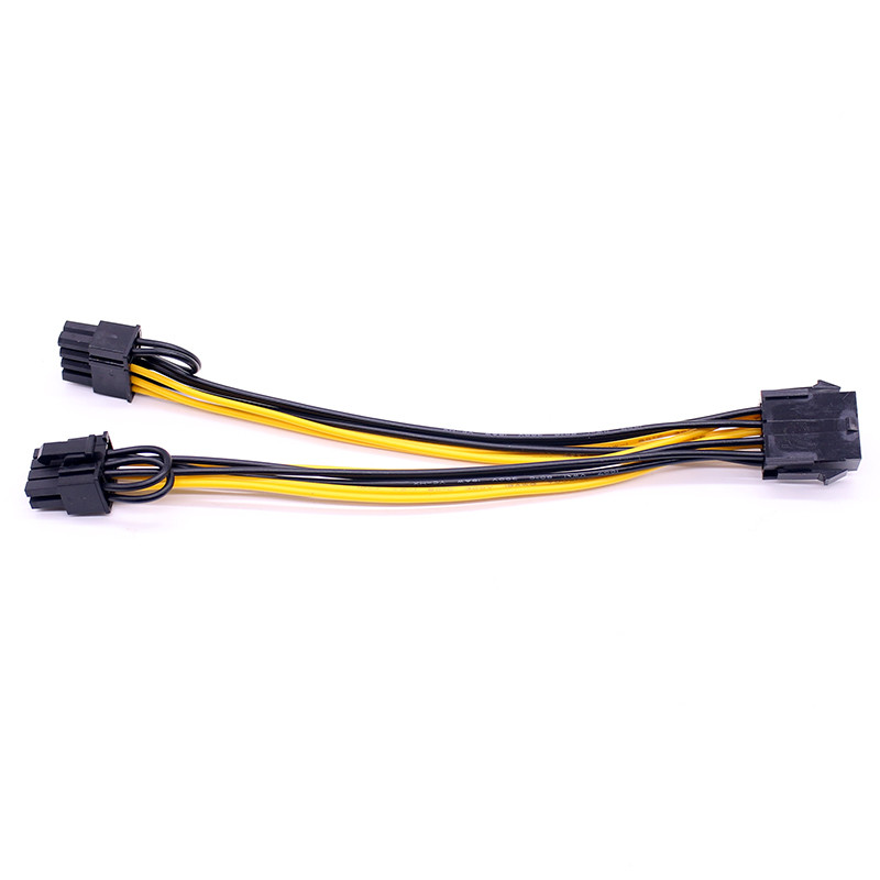 Quality yellow black PciE  Dual 8pin Gpu Video Card Power Cable Wire for sale