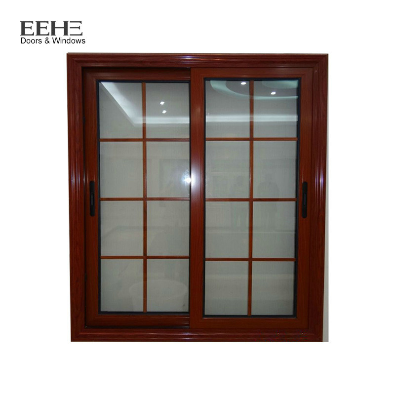 Cheap Anodized Wood Color Aluminium Sliding Windows With Grill Water Resistance wholesale