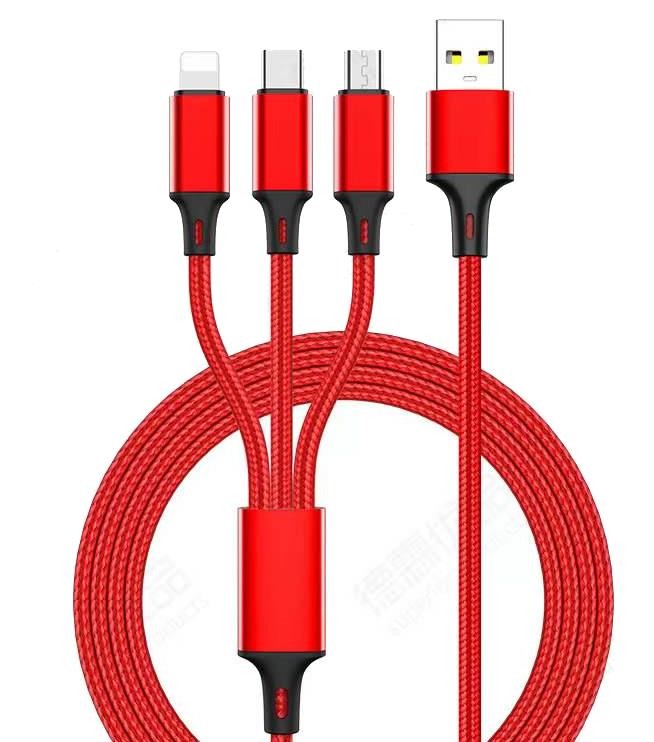 M02 Multi Port USb Cable 2.4A 5V Fast Charge Data Cable Nylon Braided for sale