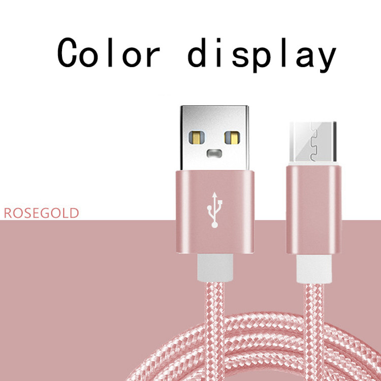 China 2.1A Nylon Braided USB Cable 2m 6ft 1m 3ft Iphone Charger Cord for sale