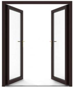 Cheap PVDF Coated Aluminium Casement Doors , Toughened Glass External Doors Anodized wholesale