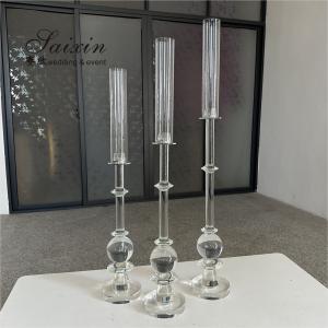 China High Quality Candle Holder 3 pcs Set Crystal Wedding Decor Supplies Tall Centerpiece Crystal Candle Holder on sale