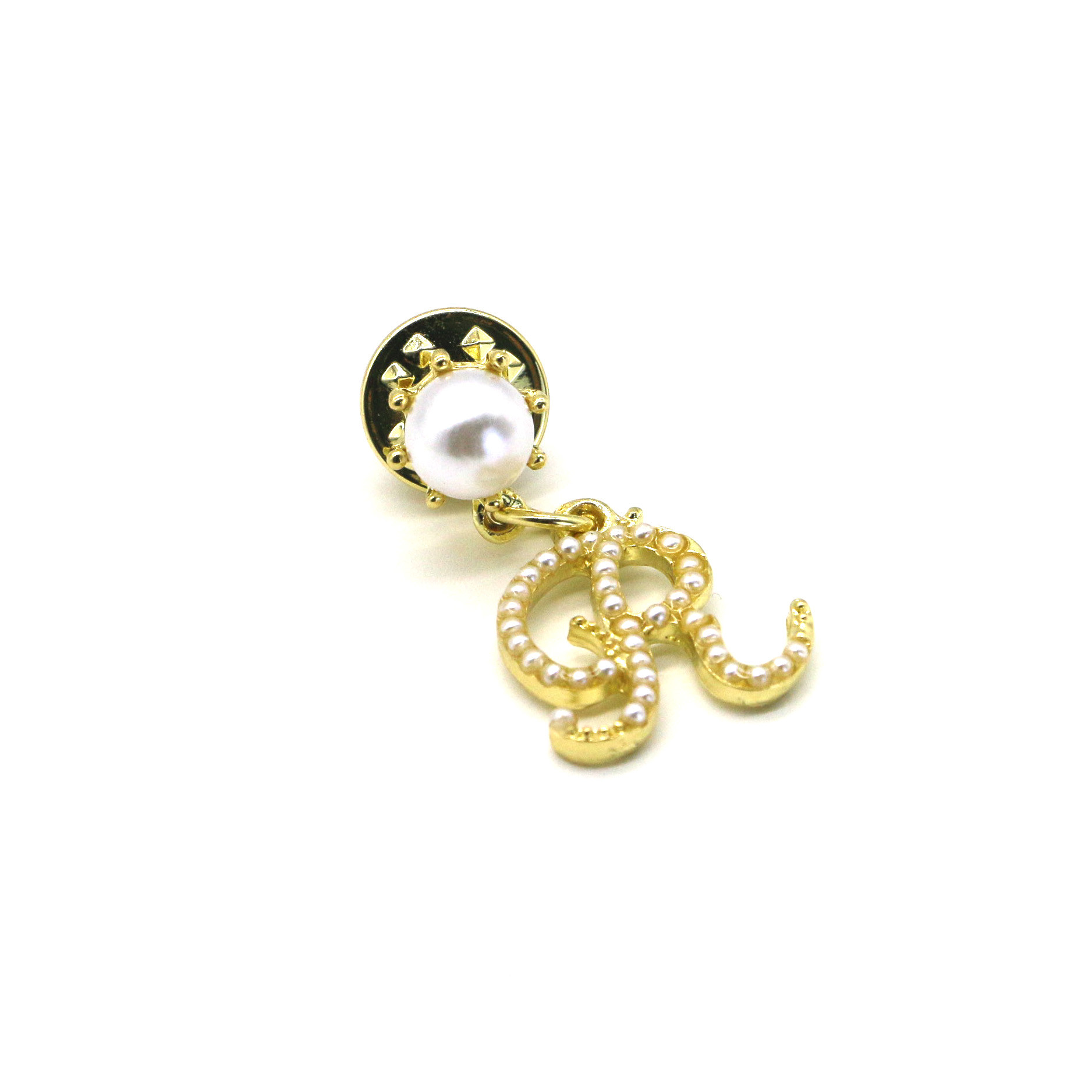 Quality Alloy Collar Lapel Pin Claw Inlaid Pearl Gold Silver Color OEM for sale