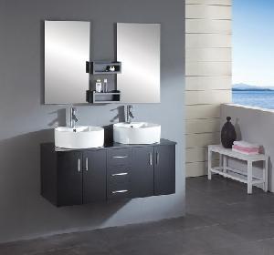 China Wall Mounted Double Bowl Bathroom Vanity Cabinet on sale