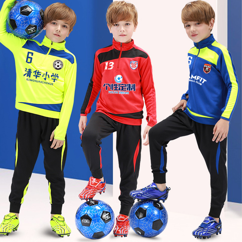 Cheap Children's football suits men's autumn and winter training sports printed logo jersey boys and girls long sleeve coat customized wholesale
