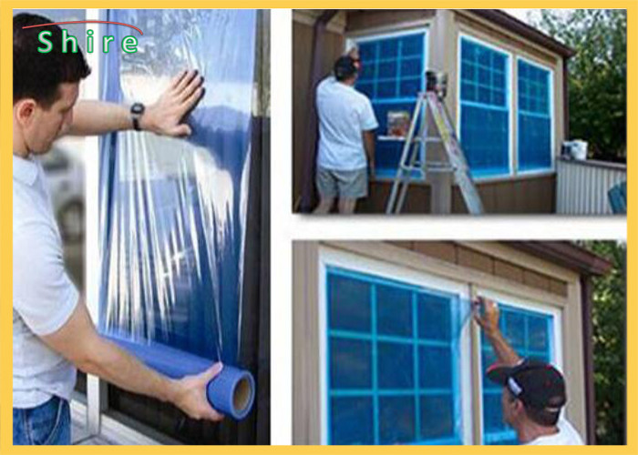 Clear Adhesive Blue Plastic PE Window And Glass Surface Protection Film Temporary for sale