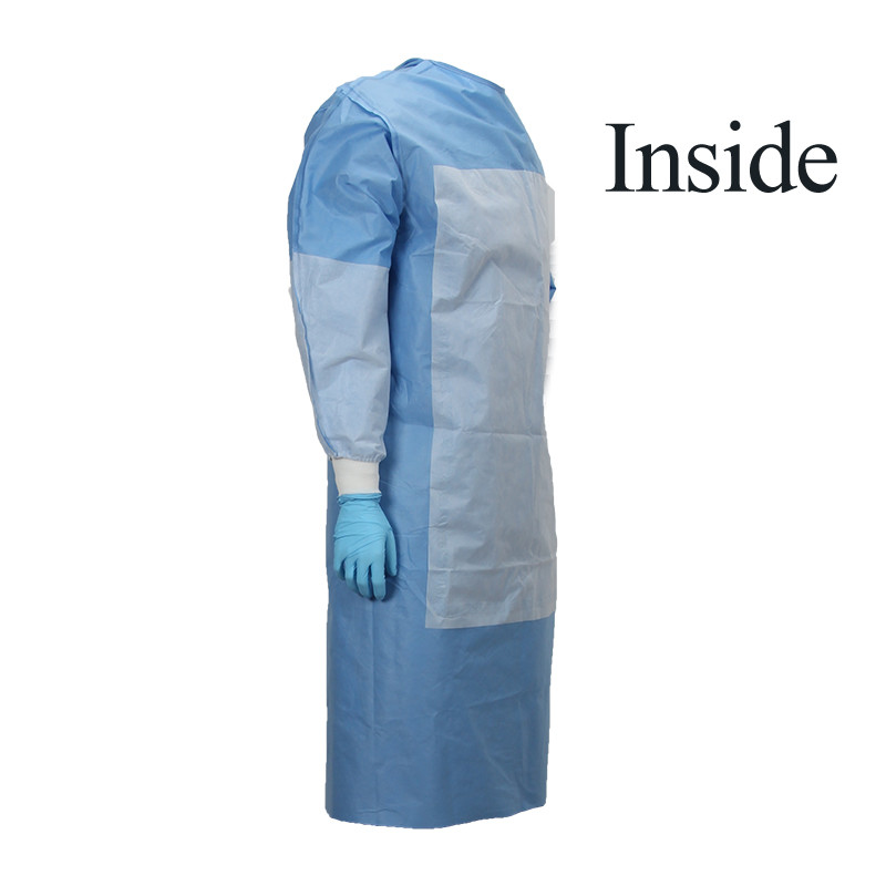 Cheap Custom Breathable Antibacterial Isolation Gown SMS PP PE with Knitted Cuff wholesale