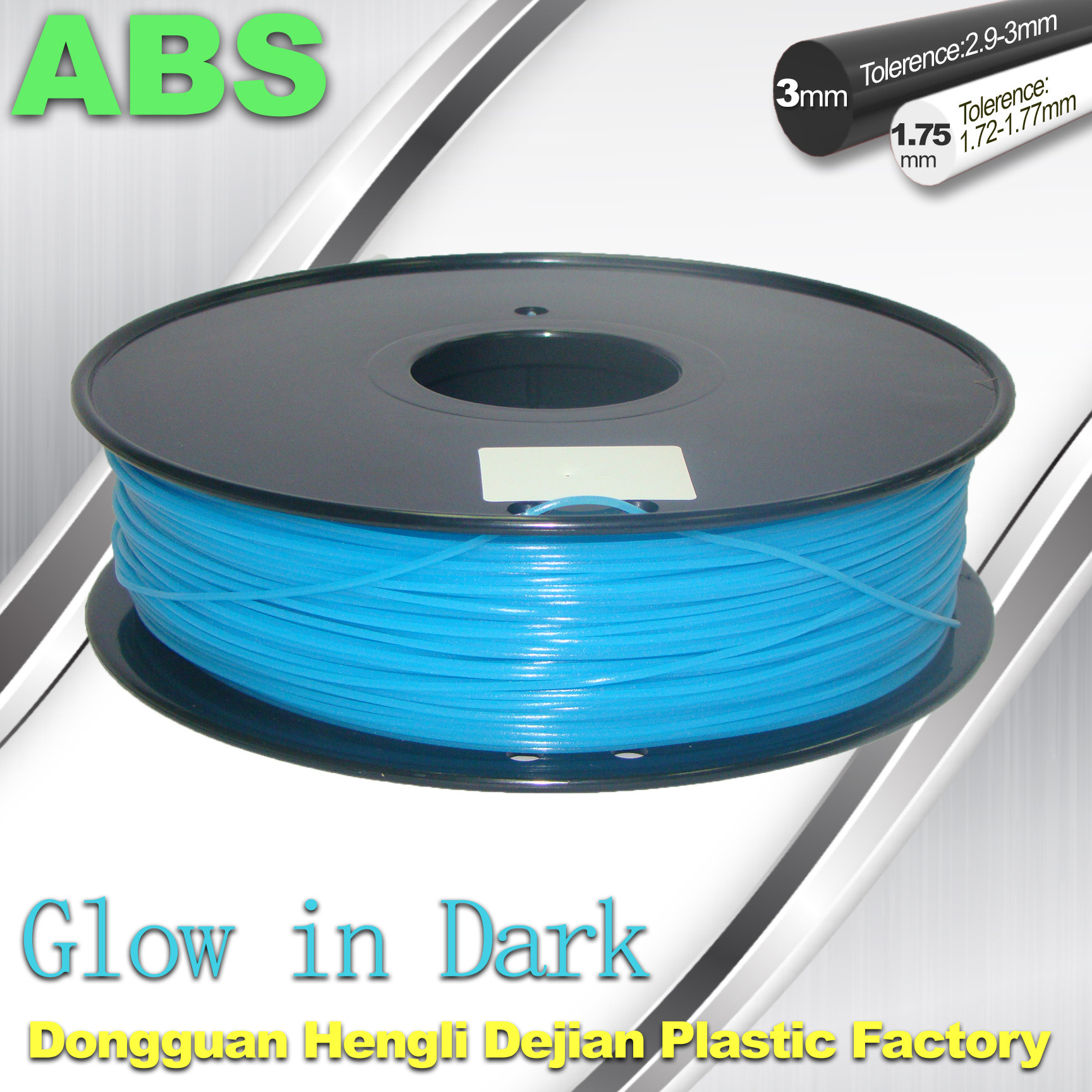 China ABS Glow in The Dark 3d Printer Filament 1.75 / 3mm  glow in dark Blue ABS filament on sale