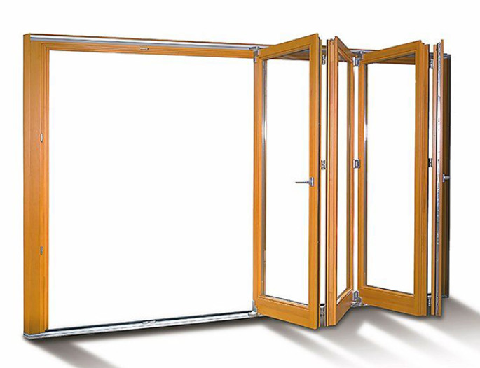 Cheap KLUK Aluminium Bifold Doors Laminated Glass Wood Grain For Patio wholesale
