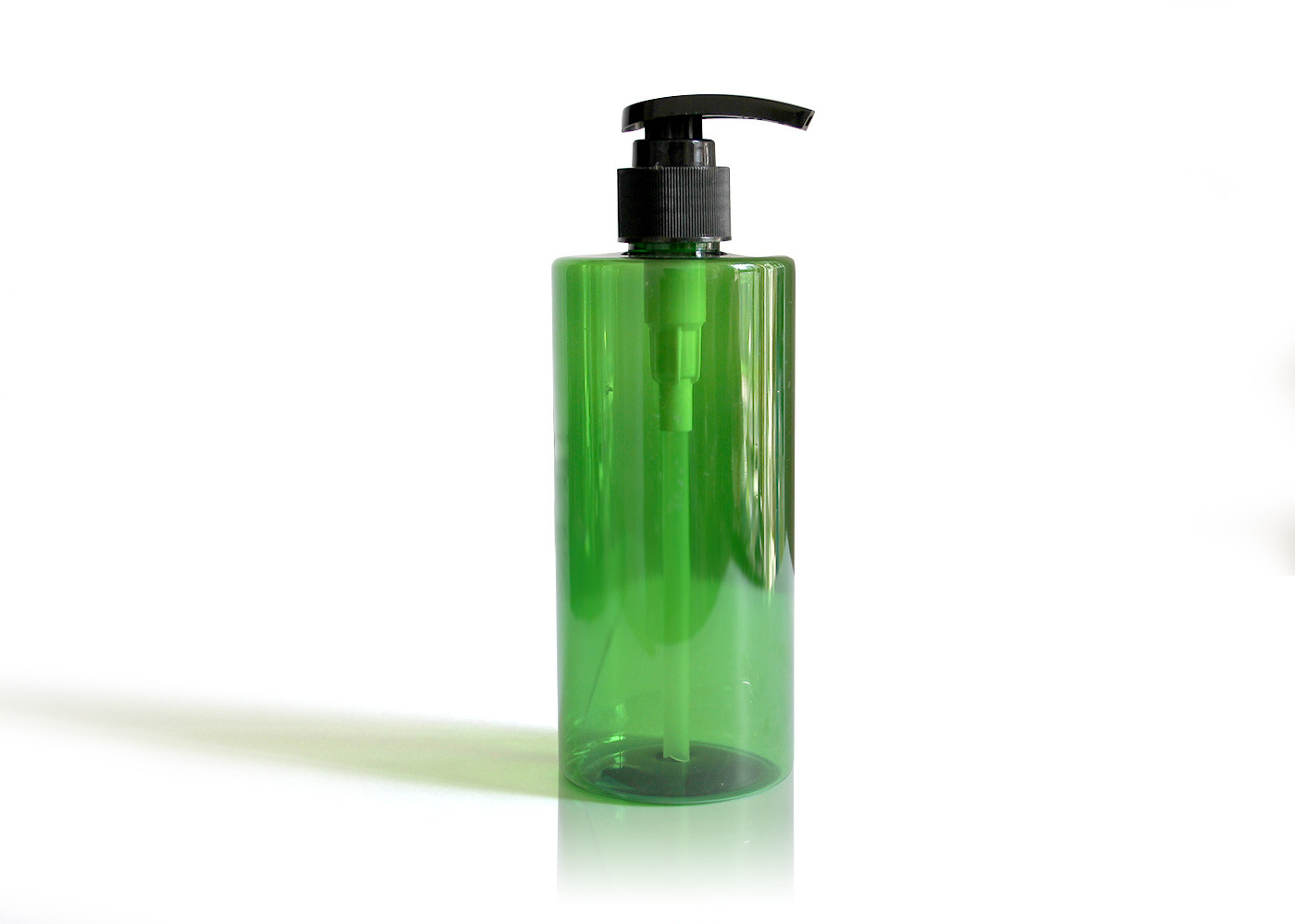 Quality Green Cylinder PET Cosmetic Bottles For Body Lotion Products Half Transparent 300ml for sale