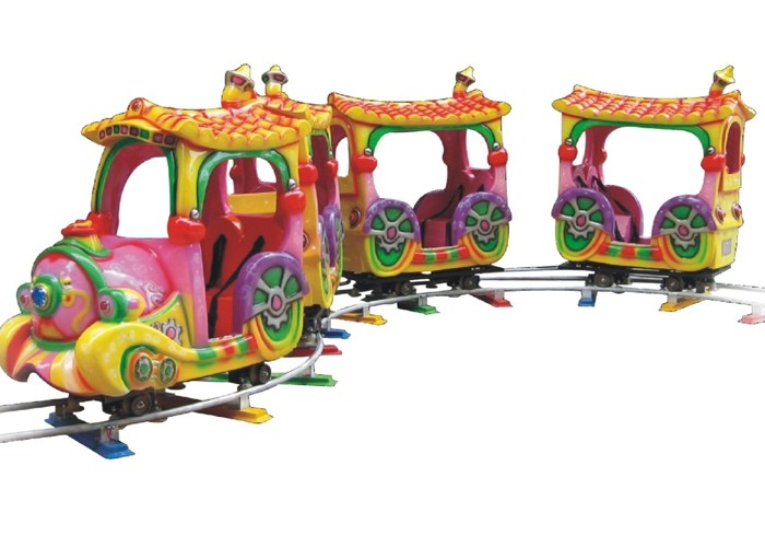Electric Outdoor Amusement Train Rides , Cartoon 14 Seats Mini Track Train