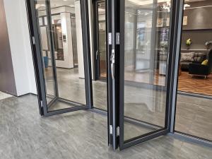 Cheap Double Tempered Glass Black Aluminum Bifold Doors , Sliding Folding System Doors wholesale